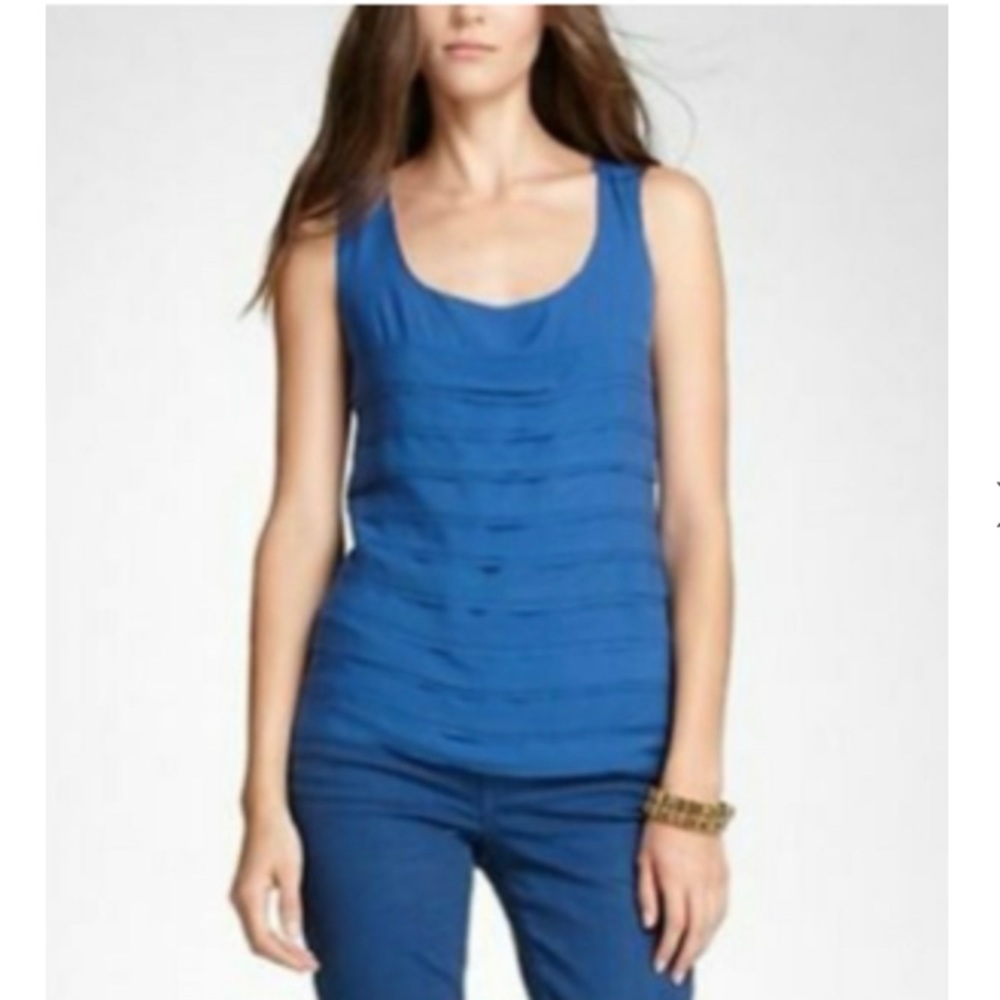 Tory Burch Oriena blue 100% silk layered tank top blouse 2 New w/ Tag
